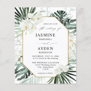 Budget Tropical Palm & White Floral Wedding -V2 LN Flyer