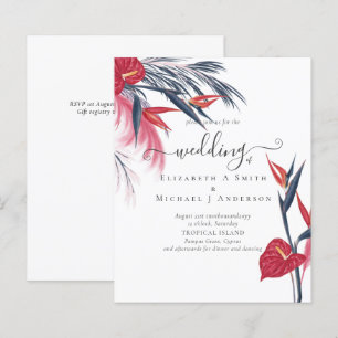 BUDGET Tropical Pampas Grass Navy Berry Wedding