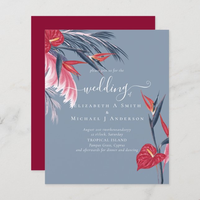 BUDGET Tropical Pampas Grass Navy Berry Wedding (Vorne/Hinten)