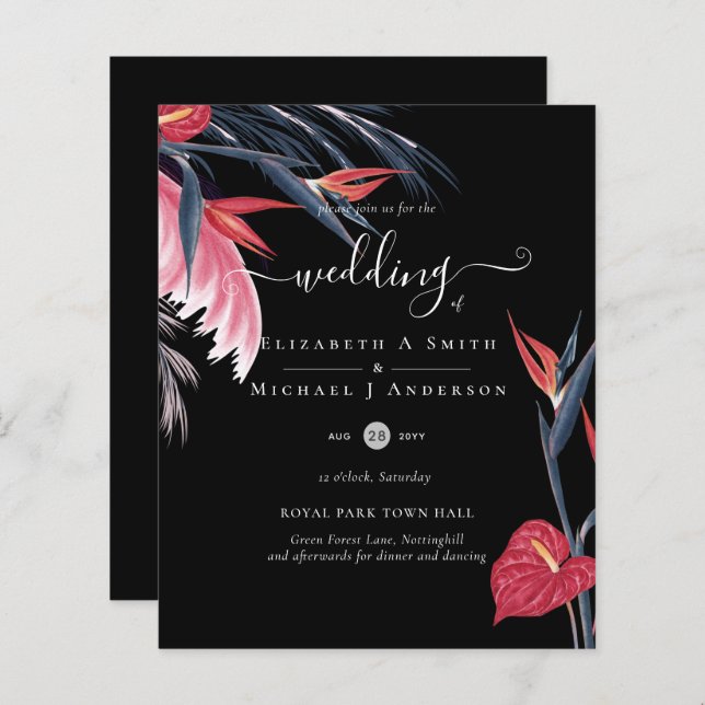 BUDGET Tropical Pampas Grass Navy Berry Wedding (Vorne/Hinten)