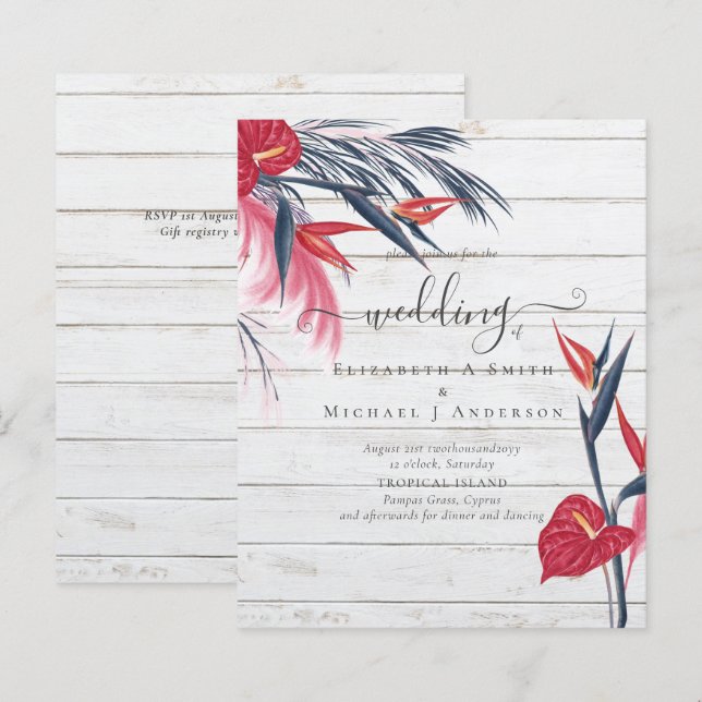 BUDGET Tropical Pampas Grass Navy Berry Wedding (Vorne/Hinten)