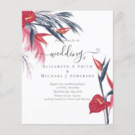 BUDGET Tropical Pampas Grass Navy Berry Wedding Flyer