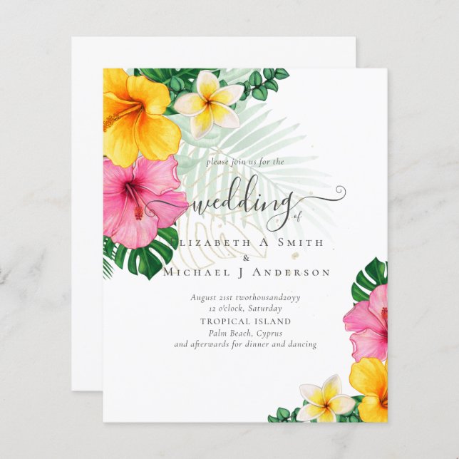 BUDGET Tropical Paradise Beach Wedding Florals (Vorne/Hinten)