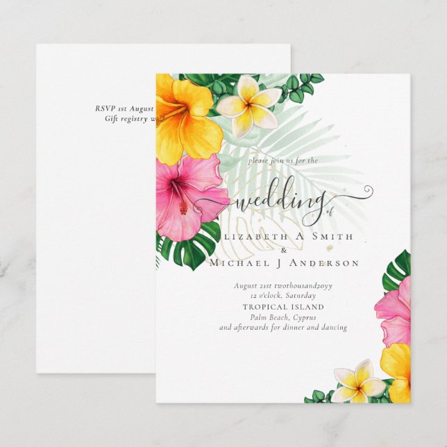 BUDGET Tropical Paradise Beach Wedding Florals (Vorne/Hinten)