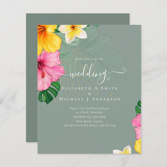 BUDGET Tropical Paradise Beach Wedding Florals (Vorne/Hinten)