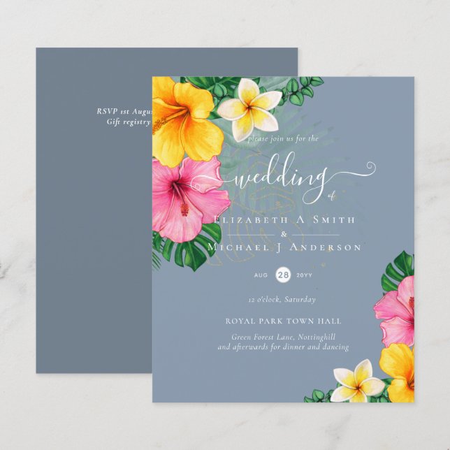 BUDGET Tropical Paradise Beach Wedding Florals (Vorne/Hinten)