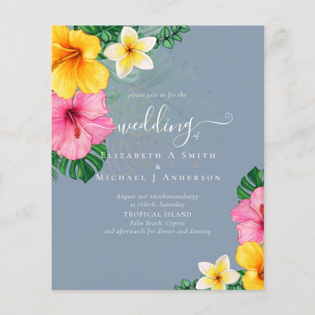BUDGET Tropical Paradise Beach Wedding Florals Flyer (Vorne)