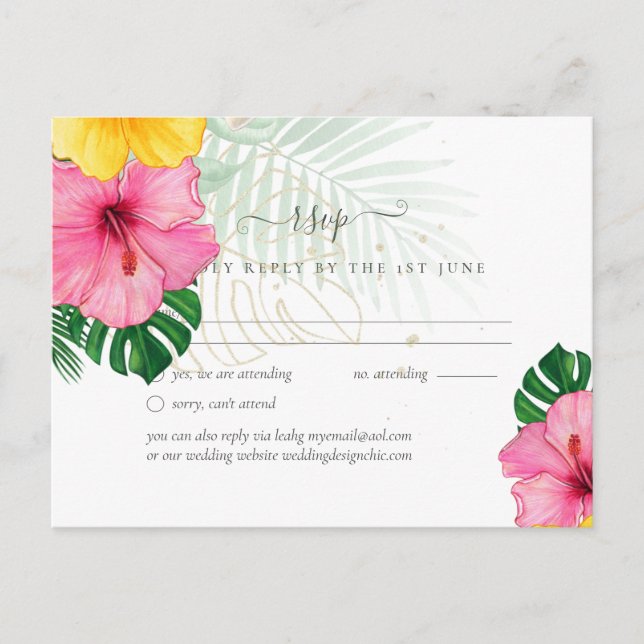 BUDGET Tropical Paradise Beach Wedding Florals Postkarte (Vorderseite)