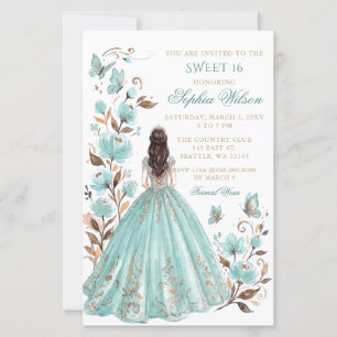 Budget Türkis Floral Schmetterling Prinzessin Swee