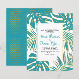 BUDGET turquoise feuilles tropicaux faire-part de