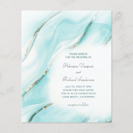 Budget Turquoise Gold Agate Hochzeit Einladung