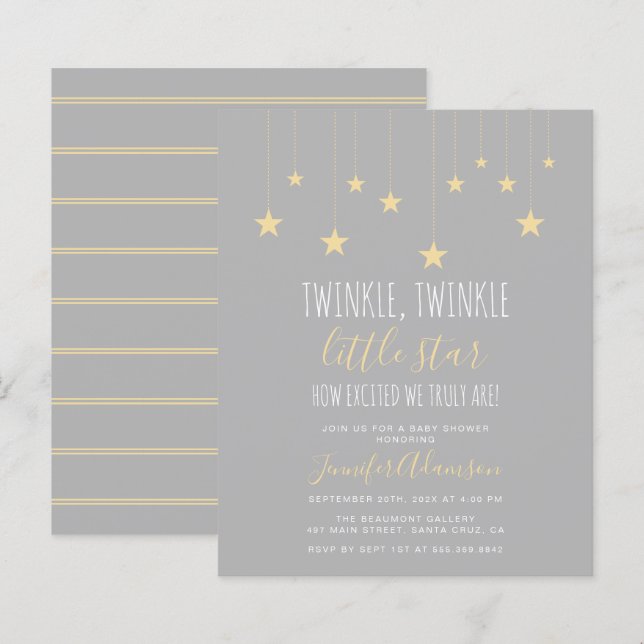 Budget Twinkle Little Star Baby Dusche Einladung (Vorne/Hinten)