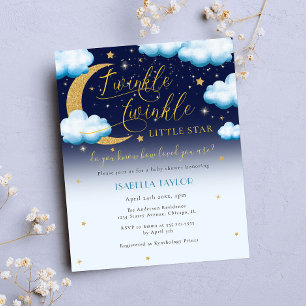 Budget Twinkle Little Star Blue Boy Baby Dusche Flyer