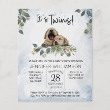 Budget Twins Puppy Baby Dusche Einladung