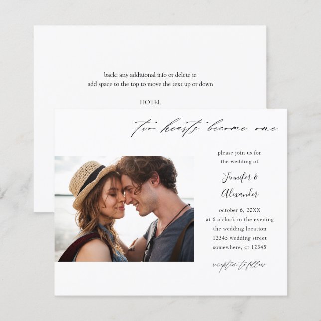 Budget Two Hearts Foto Calligrafy Wedding (Vorne/Hinten)