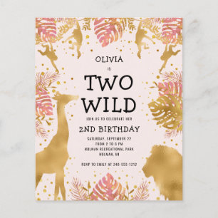 Budget Two Wild Blassrosa 2. Geburtstagseinladung