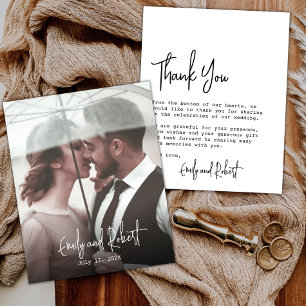 Budget Typografy Wedding Danke Foto Card