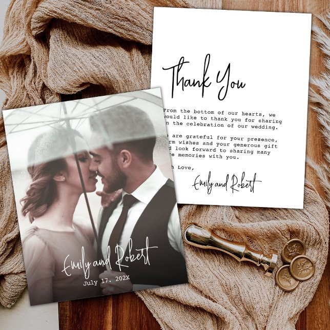 Budget Typografy Wedding Danke Foto Card (Von Creator hochgeladen)