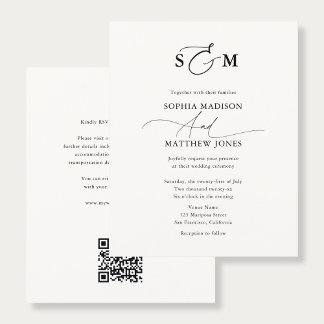 Budget Typography Monogram Wedding QR Code Flyer
