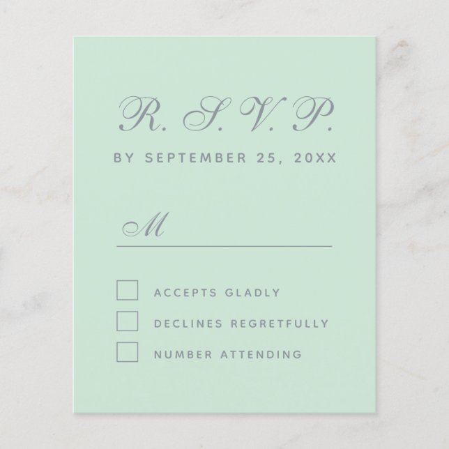 Budget UAWG Mint Green Grey Script Response Card (Vorderseite)