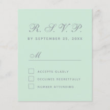 Budget UAWG Mint Green Grey Script Response Card