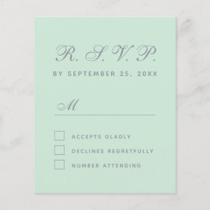 Budget UAWG Mint Green Grey Script Response Card