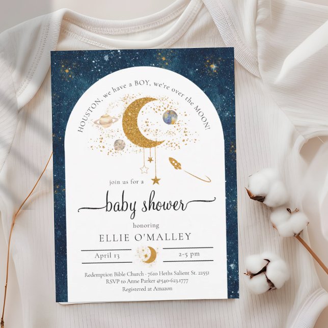 Budget über die Moon Space Babydusche Einladung (Budget Over The Moon Space Baby Shower Invitation)