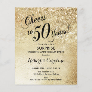 Budget Überraschung 50 Jahre Jubiläum Gold Einladu Flyer