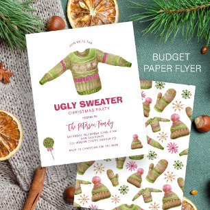 Budget Ugly Sweater Weihnachts-Party Einladung Flyer