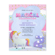 Budget Unicorn Magical 3. Geburtstag Einladung