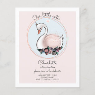 BUDGET Unsere kleine Süsse Rosa Schwan Einladung