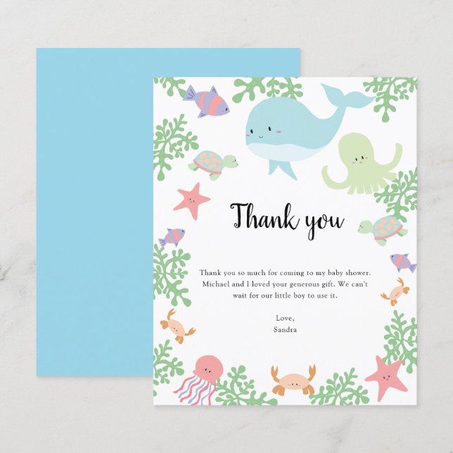 Budget unter der Sea Baby Shower Danke Kawaii (Vorne/Hinten)