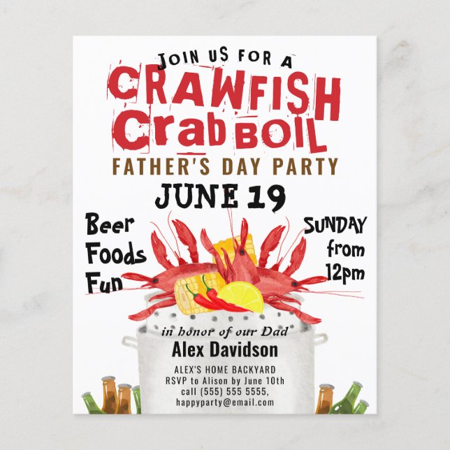 BUDGET Vatertag Crawfish Boil Party Einladung (Vorderseite)