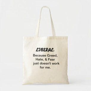 Budget-veranschlagte Tasche mit liberalem Slogan