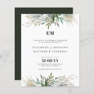 Budget Verdure Feuille Typographie Mariage Invite