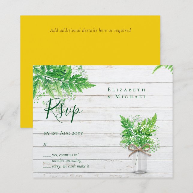 BUDGET Verdure rustique RSVP Fern Feuilles (Devant / Derrière)