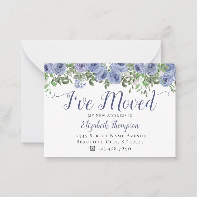 Budget Verschieben floral Dusty Blue Ich habe bewe Mitteilungskarte (Vorderseite)