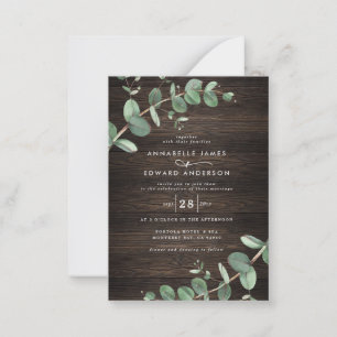 budget vert eucalyptus bois foncé invitation rusti