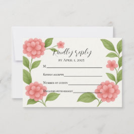 Budget Vibranly Pink Hydrangea RSVP Card Karte