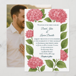 Budget Vibranntes rosa Foto Hochzeitsempfehlung Einladung