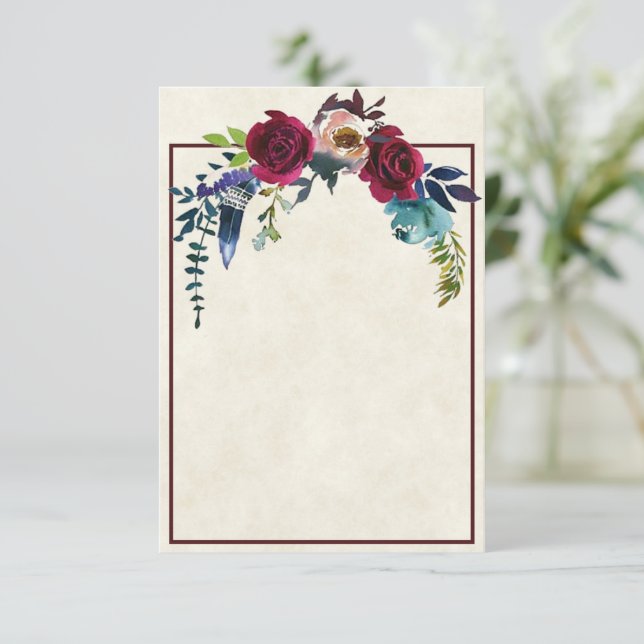 Budget vierge faire-part de mariage floral boho ro (Debout devant)