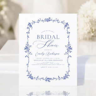 Budget Viktorianisch Blue Bridal Dusche Einladung