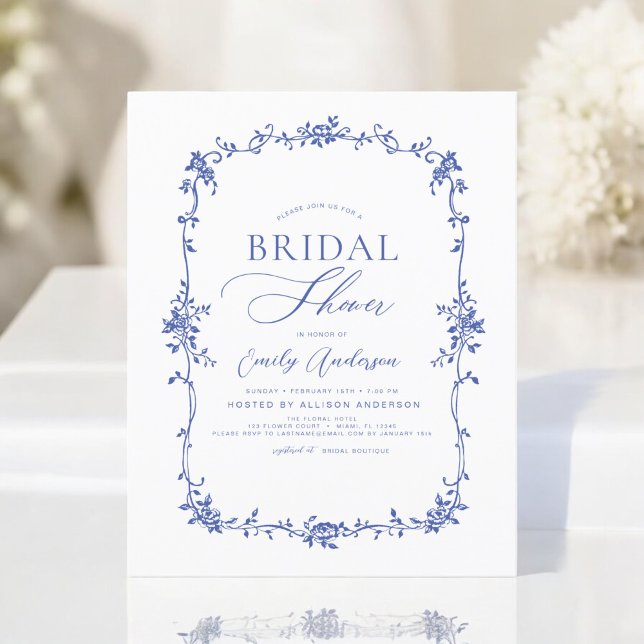 Budget Viktorianisch Blue Bridal Dusche Einladung (Von Creator hochgeladen)