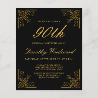 Budget Vintag Black Gold Einladung zum Geburtstag