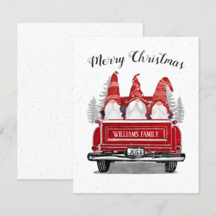 Budget Vintag Red Truck Gnome Weihnachtskarte