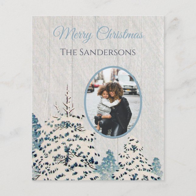 Budget Vintag Snowy Woods Foto Weihnachtskarte (Vorderseite)