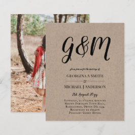 Budget Vintag Typografy Foto Wedding INVITE