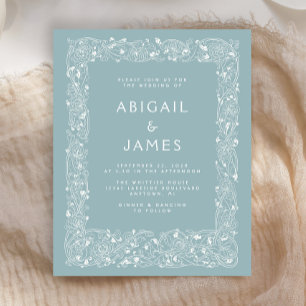 Budget Vintage Blumenrand Blaue Hochzeit