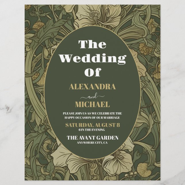 Budget Vintage Floral Art Nouveau Wedding Flyer (Vorne)
