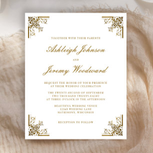 Budget Vintage Gold Schrift Hochzeits Einladung